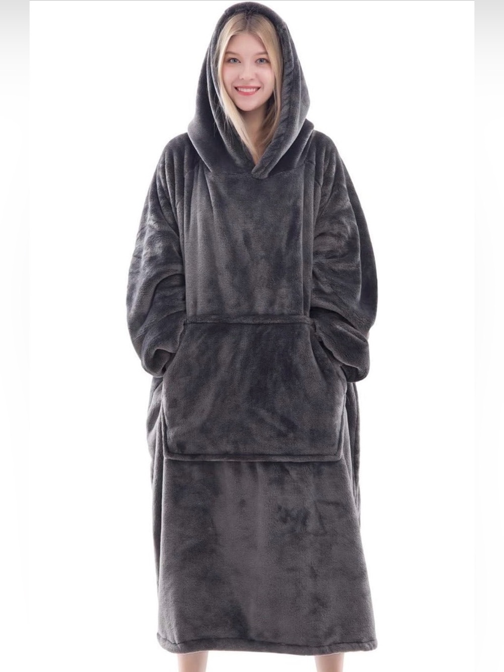 Oversized Hooded Wearable Blanket Hoodie Gray Unisex OS, NWOT